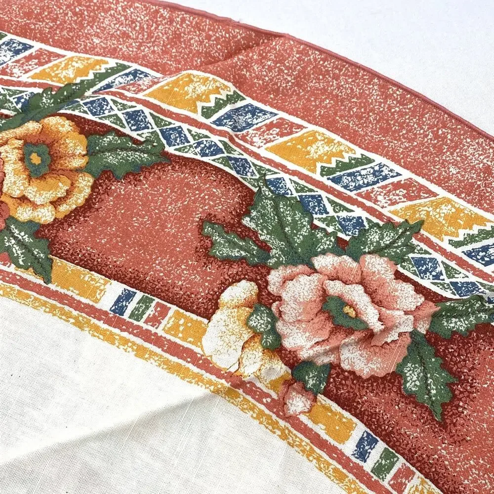 Fabric Tablecloth Desert Flower 70” Round NEW old stock 1990s